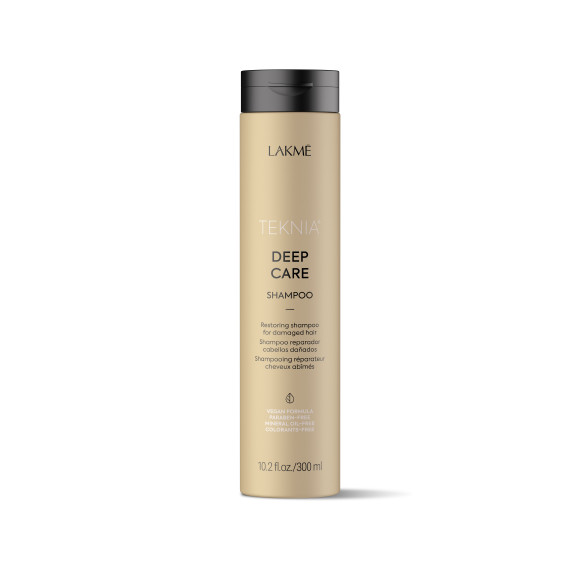 Deep Care shampoo från Teknia Lakme, 300 ml. Ett schampo för skadat hår. Finns hos frisorgrossen.