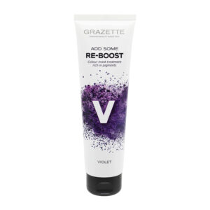 Violett färginpackning från Re-boost Grazette. Ger nytt liv till färgat hår. Finns hos Frisörgrossen