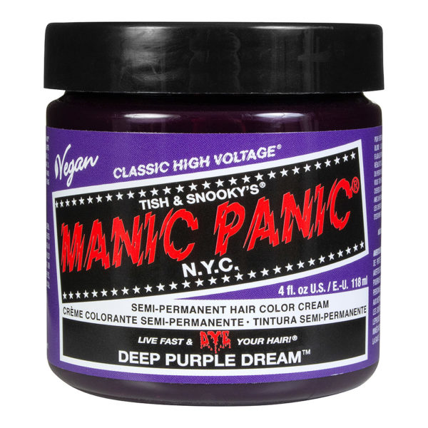 Deep Purple Dream från Manic Panic, vegansk semi-permanent hårfärg. Finns på Frisörgrossen