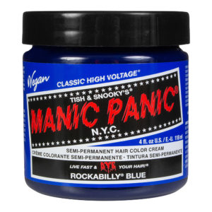 Rockabilly Blue från Manic Panic, semi-permanent hårfärg som håller 25 tvättar. Finns hos Frisörgrossen